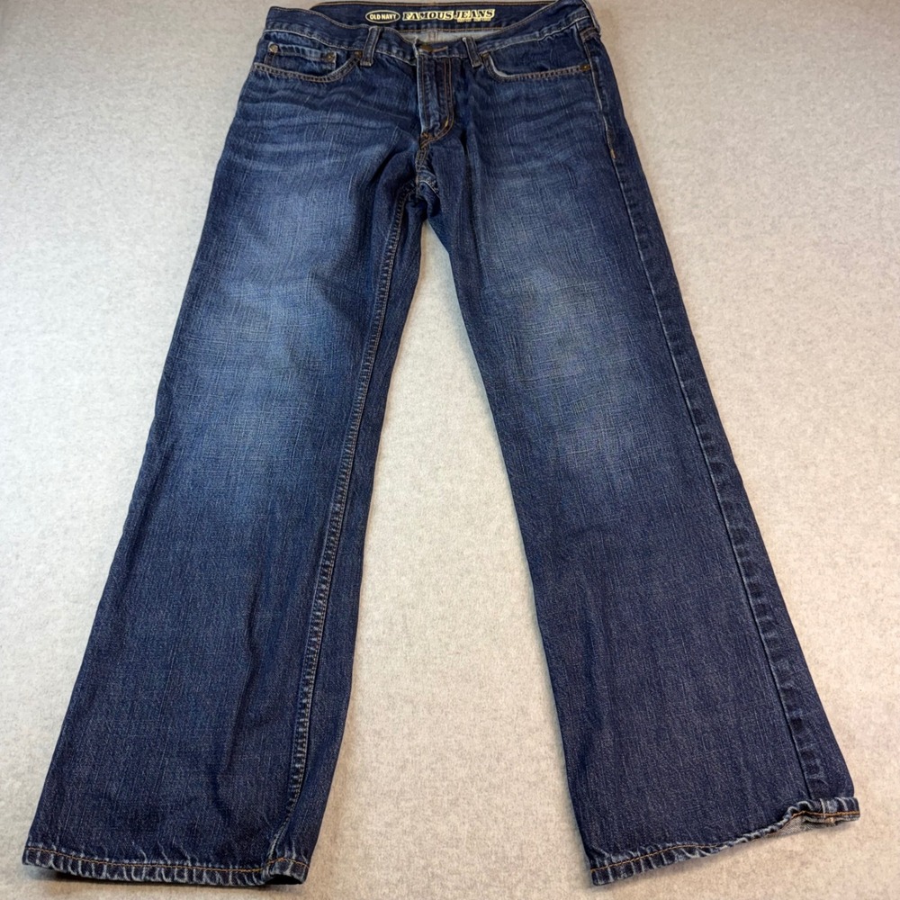 Old Navy Famous Jeans Mens 32x30 Blue Dark Wash Bootcut Semi-Evase Denim Pants